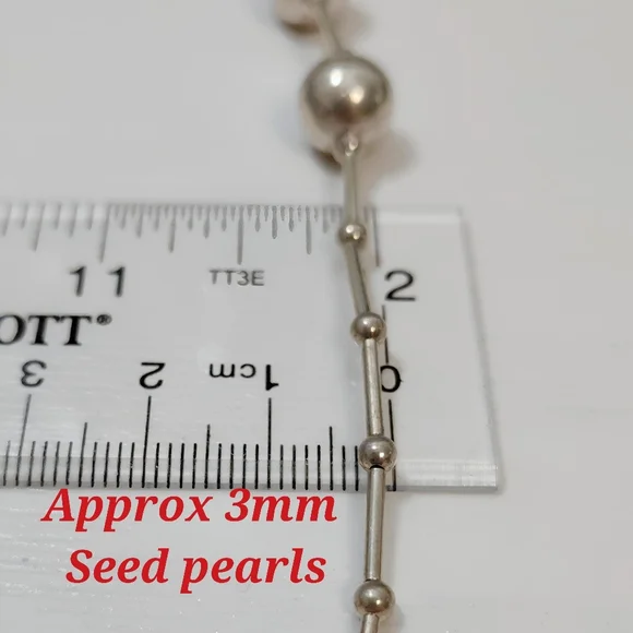 Vintage Southwestern Sterling Silver Long Strand Pearl Seed Liquid Bead Necklace - Picture 11 of 13